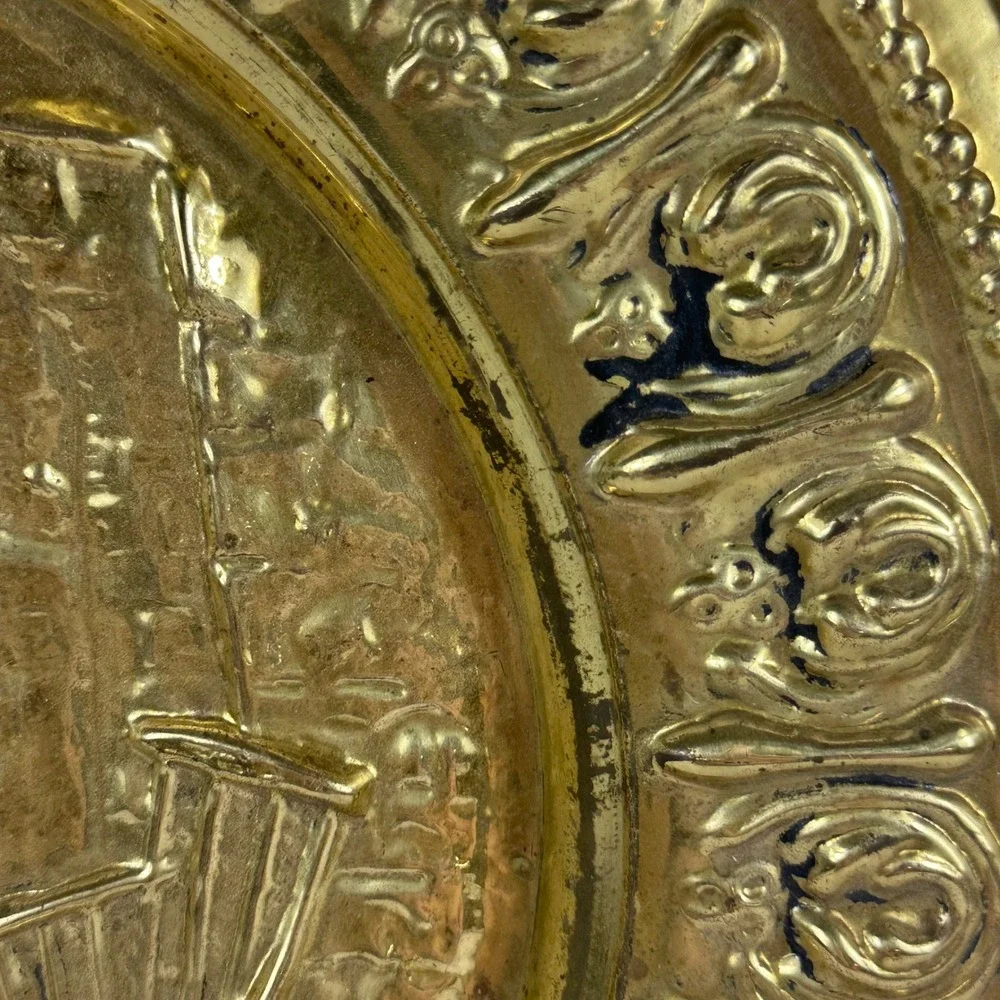 Vintage‎ Pair of Embossed Brass Wall Plates Made in England Peerage Jenny Jones